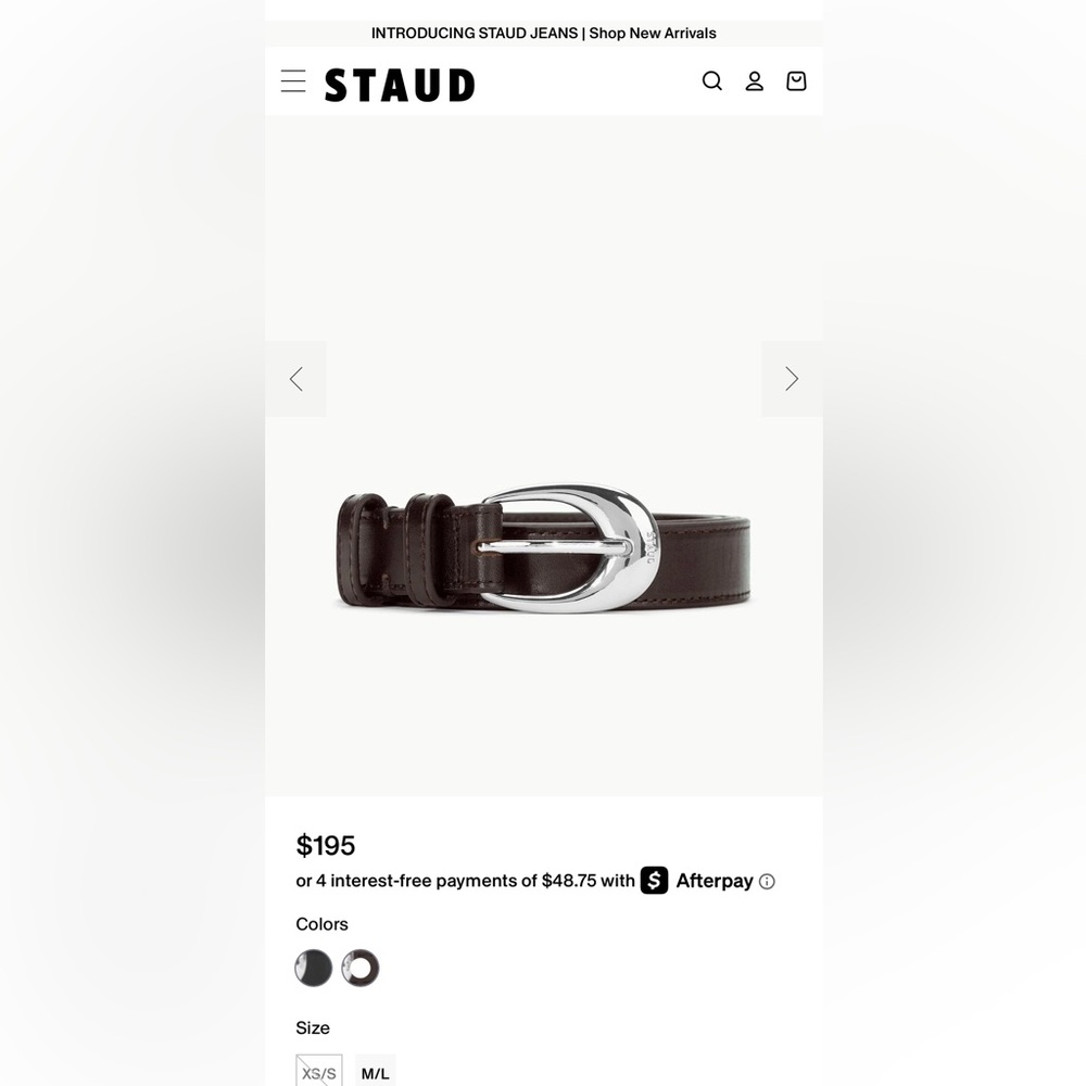 STAUD Dark Brown Belt with Silver Buckle